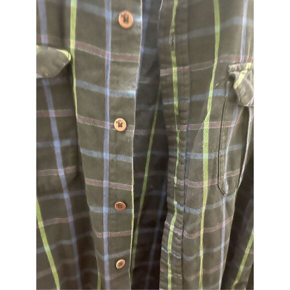 Tony Hawk Medium Plaid Flannel Collared Long Sleeve Button up  Blue Green - Picture 8 of 11